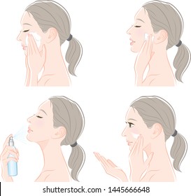 Illustration of a woman doing makeup