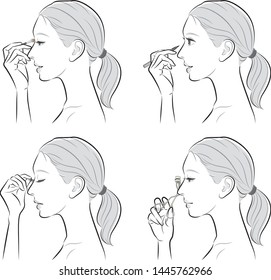 Illustration of a woman doing makeup