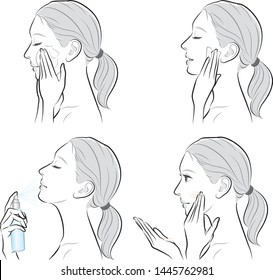 Illustration of a woman doing makeup