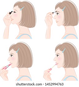 Illustration of a woman doing makeup