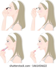 Illustration of a woman doing makeup