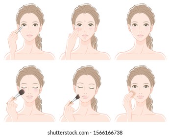 Illustration of a woman doing makeup