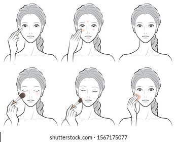 Illustration of a woman doing makeup