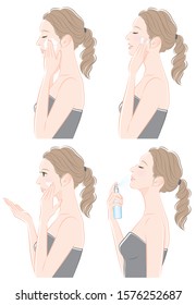 Illustration of a woman doing makeup