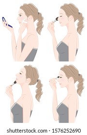 Illustration Of A Woman Doing Makeup