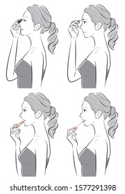 Illustration of a woman doing makeup