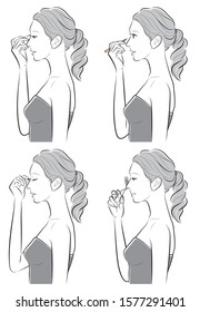 Illustration of a woman doing makeup