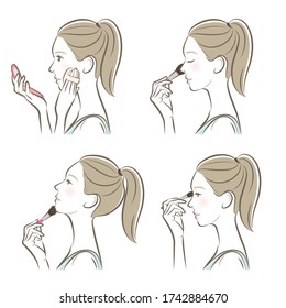 Illustration of a woman doing makeup