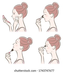 Illustration of a woman doing makeup