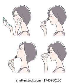Illustration of a woman doing makeup