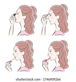 Illustration of a woman doing makeup