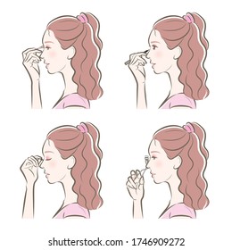 Illustration of a woman doing makeup