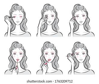Illustration of a woman doing makeup