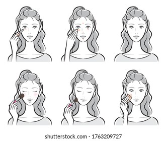 Illustration of a woman doing makeup