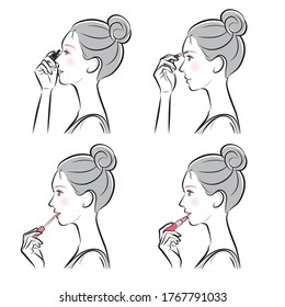 Illustration of a woman doing makeup