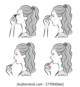 Illustration of a woman doing makeup