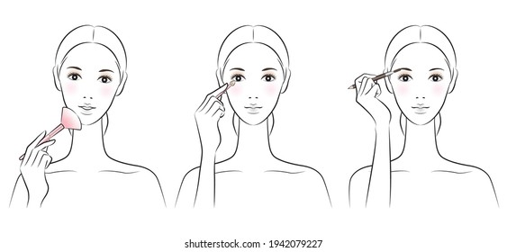 Illustration of a woman doing makeup