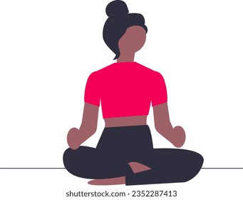 illustration of a woman doing mindfulness meditation. Vector illustration