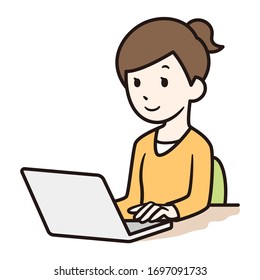 Illustration of a woman doing remote work.