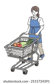 Illustration of a woman doing shopping