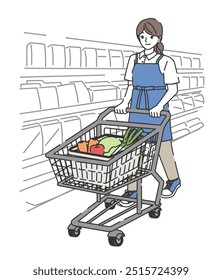 Illustration of a woman doing shopping