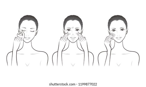 Illustration of a woman doing skin care