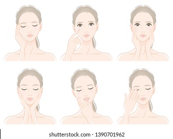 Illustration of a woman doing skin care