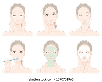 Skin Care Woman Put Her Hair Stock Vector (Royalty Free) 480942940