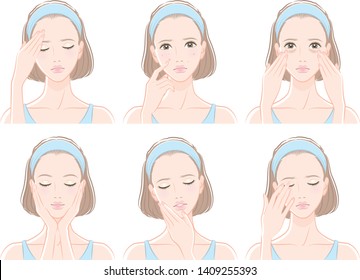 Illustration of a woman doing skin care