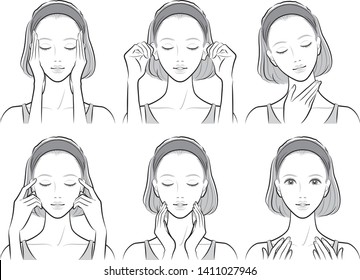 Illustration of a woman doing skin care