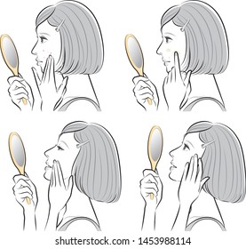 Illustration of a woman doing skin care