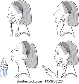 Illustration of a woman doing skin care