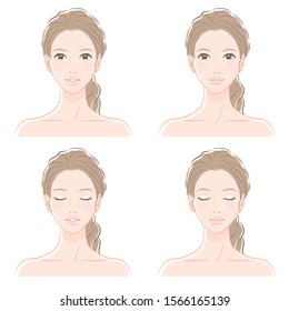 Illustration of a woman doing skin care