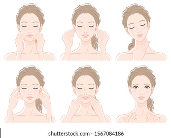 Illustration of a woman doing skin care