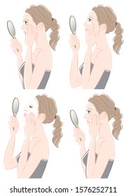 Illustration of a woman doing skin care