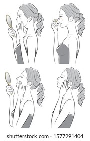 Illustration of a woman doing skin care