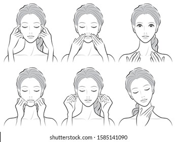 Illustration of a woman doing skin care