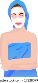 Illustration of a woman doing skin care