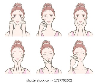 Illustration of a woman doing skin care