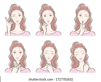 Illustration of a woman doing skin care