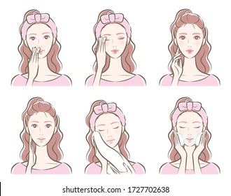 Illustration of a woman doing skin care