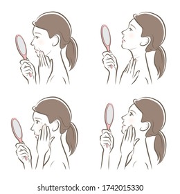 Illustration of a woman doing skin care