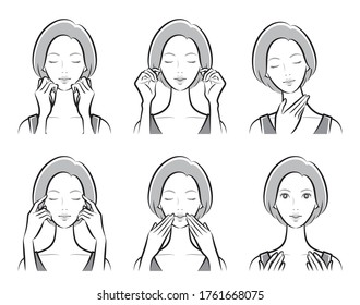 Illustration of a woman doing skin care