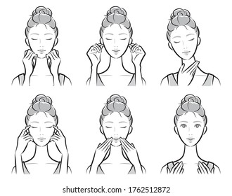 Illustration of a woman doing skin care