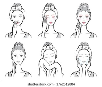 Illustration of a woman doing skin care