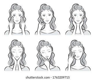 Illustration of a woman doing skin care