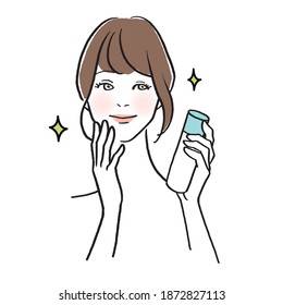 Illustration of a woman doing skin care