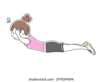 Illustration of a woman doing spine training.
