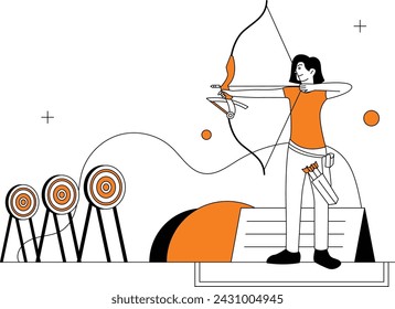 Illustration woman Doing Training Archery