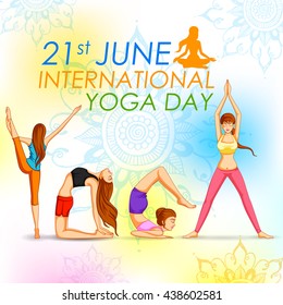 illustration of woman doing Yoga for International Yoga Day 